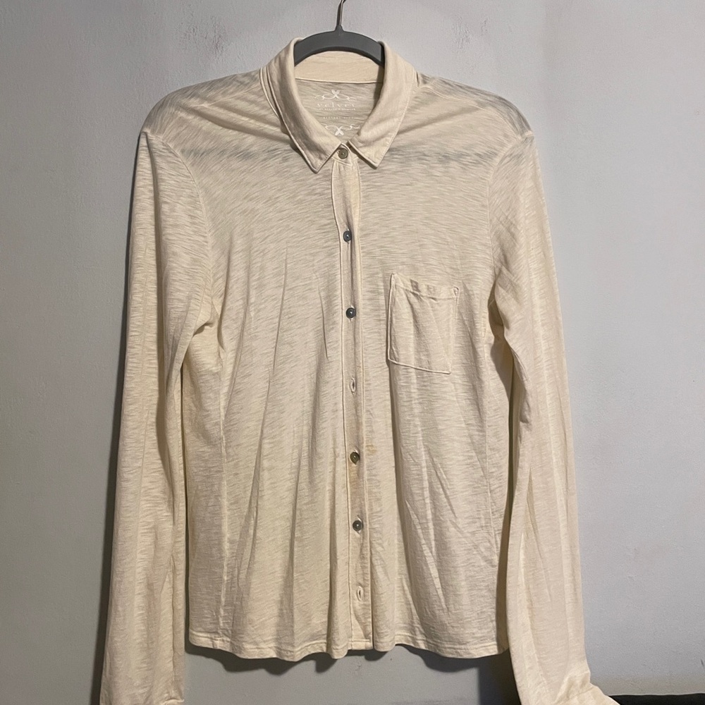 Cream Long Sleeve Button-Up Shirt